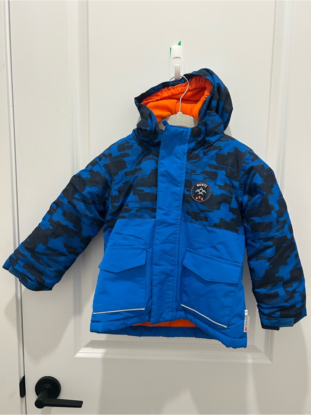 Gusti Blue Camo & Bright Orange Lined Kids Winter Coat